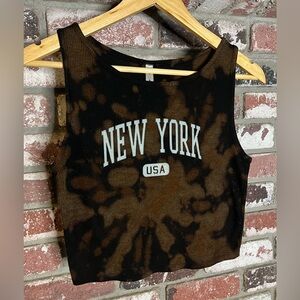 Women’s New York USA Tie-Dye Ribbed Crop Top, Size XS